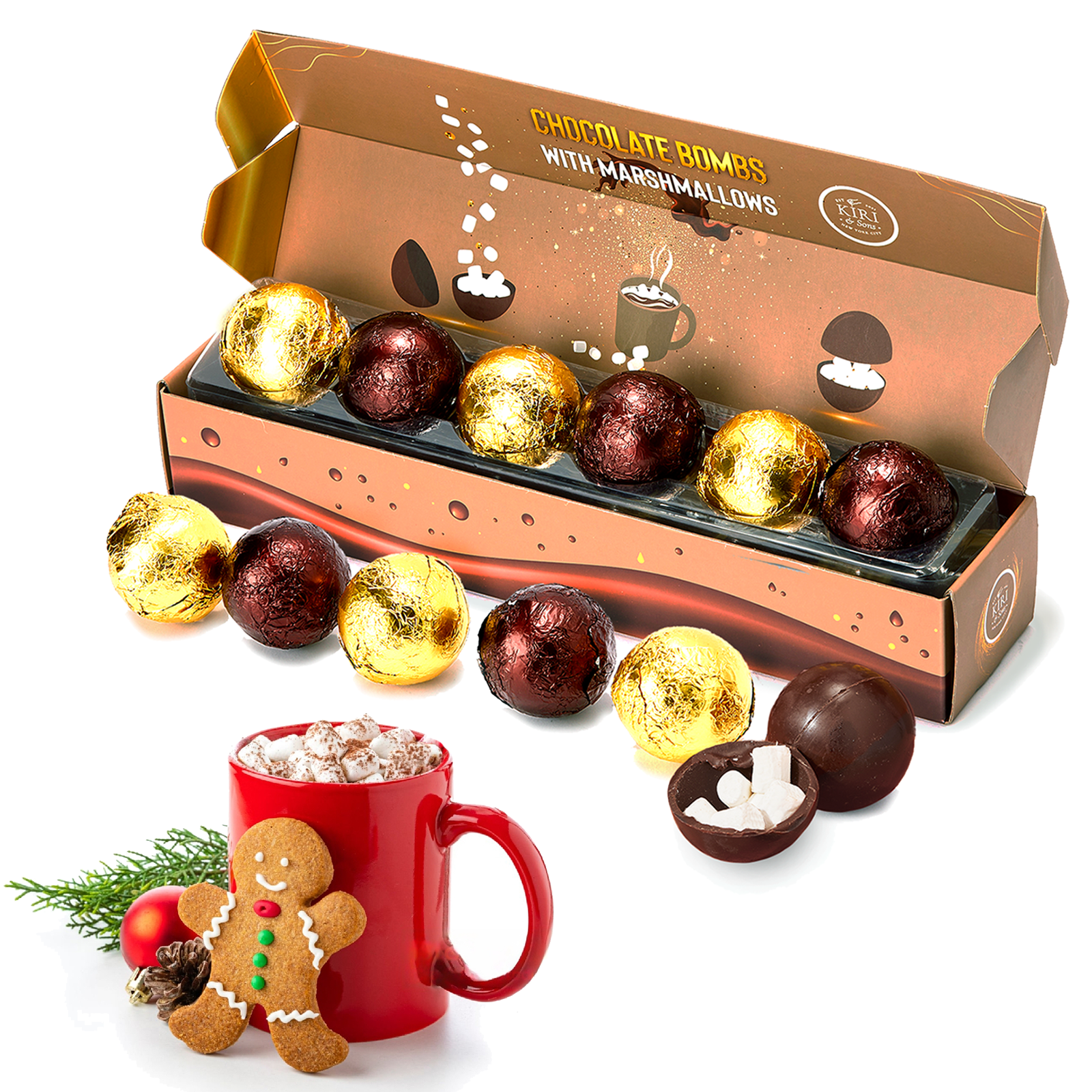 Hot Chocolate Bombs Set Of 6 Delicious Cocoa Bombs Filled With Marshmallows 2 Flavors Caramel Fudge