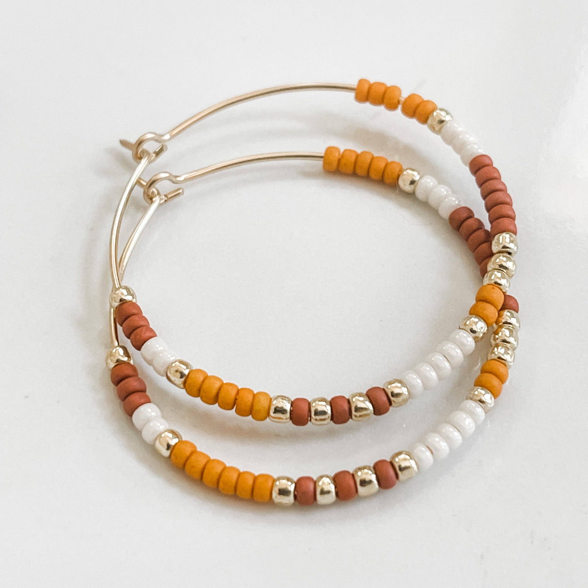 Fall Edition - Beaded Hoop Earrings - Hypoallergenic, Boho