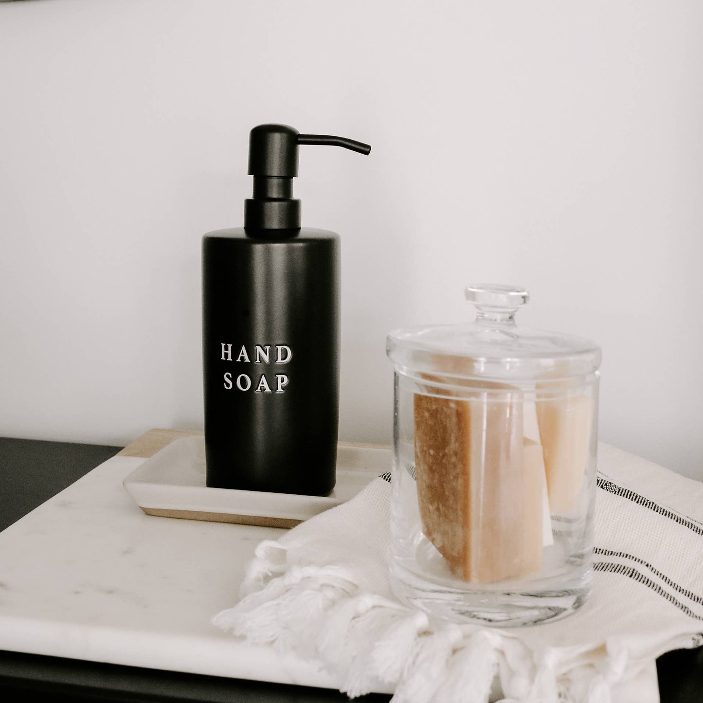 15oz Black Stoneware Hand Soap Dispenser