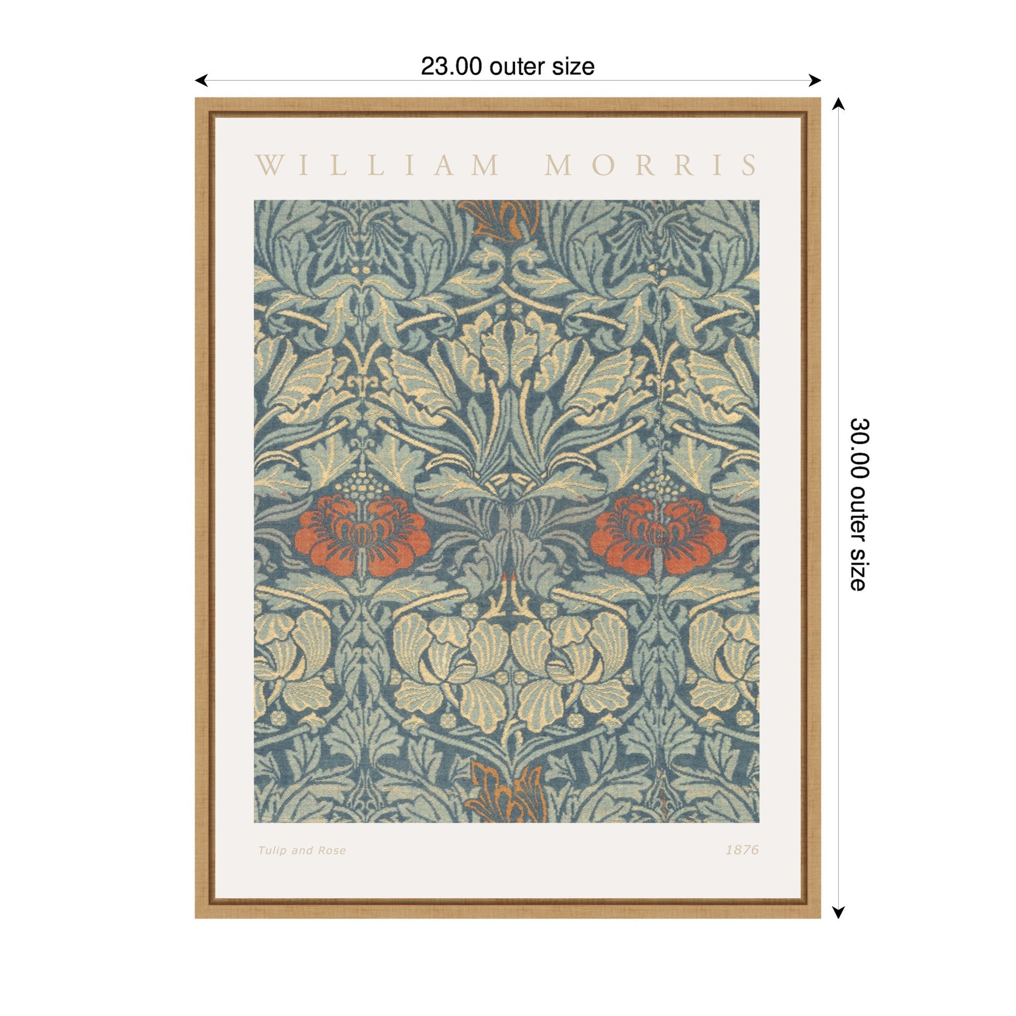 Sylvie Poster William Morris Tulip and Rose 1876 Framed Canvas by The Art Institute of Chicago