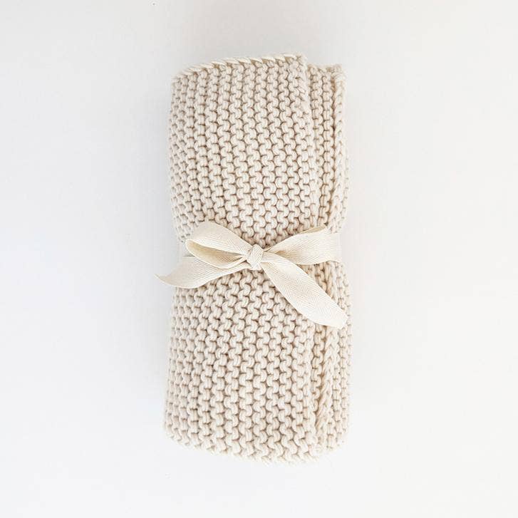 Natural Garter Garter Stitch Knit Baby Blanket