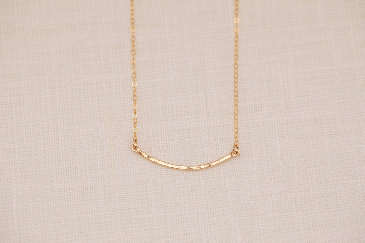 Gold Filled Curved Bar Necklace