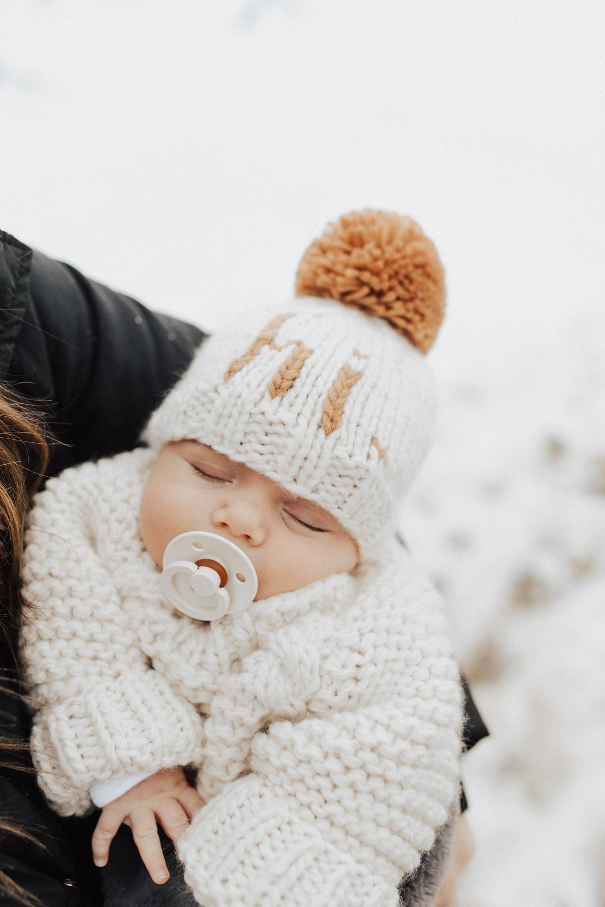 Hi. Pecan Hand Knit Beanie Hat Baby & Kids