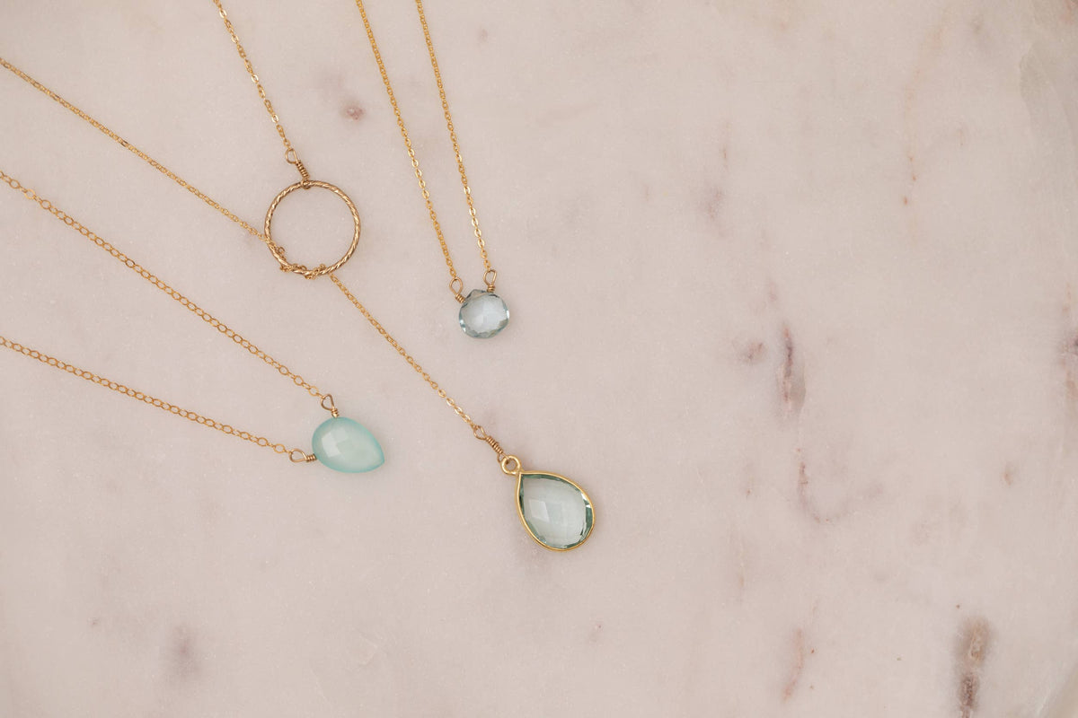 Gold Aquamarine Necklace