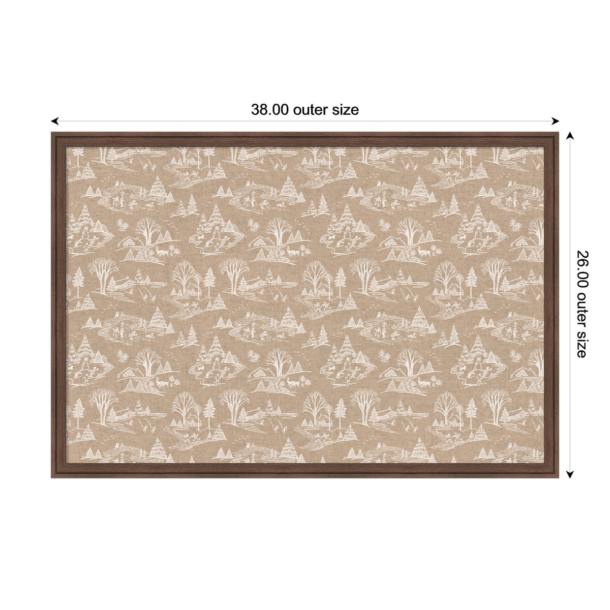 Kate and Laurel Framed Fabric Pinboard Wonderland White Toile