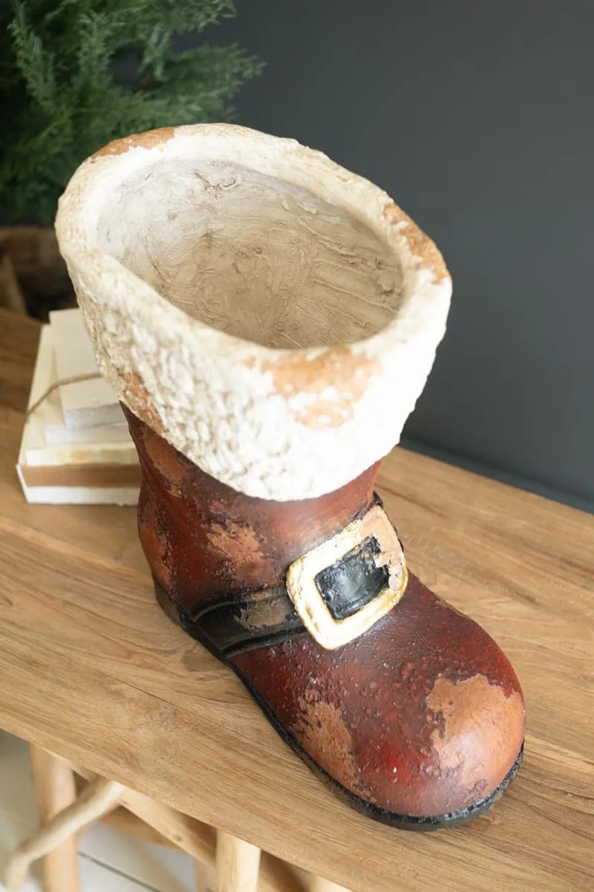 Nicholas Vintage Santa Boot Christmas Sculpture