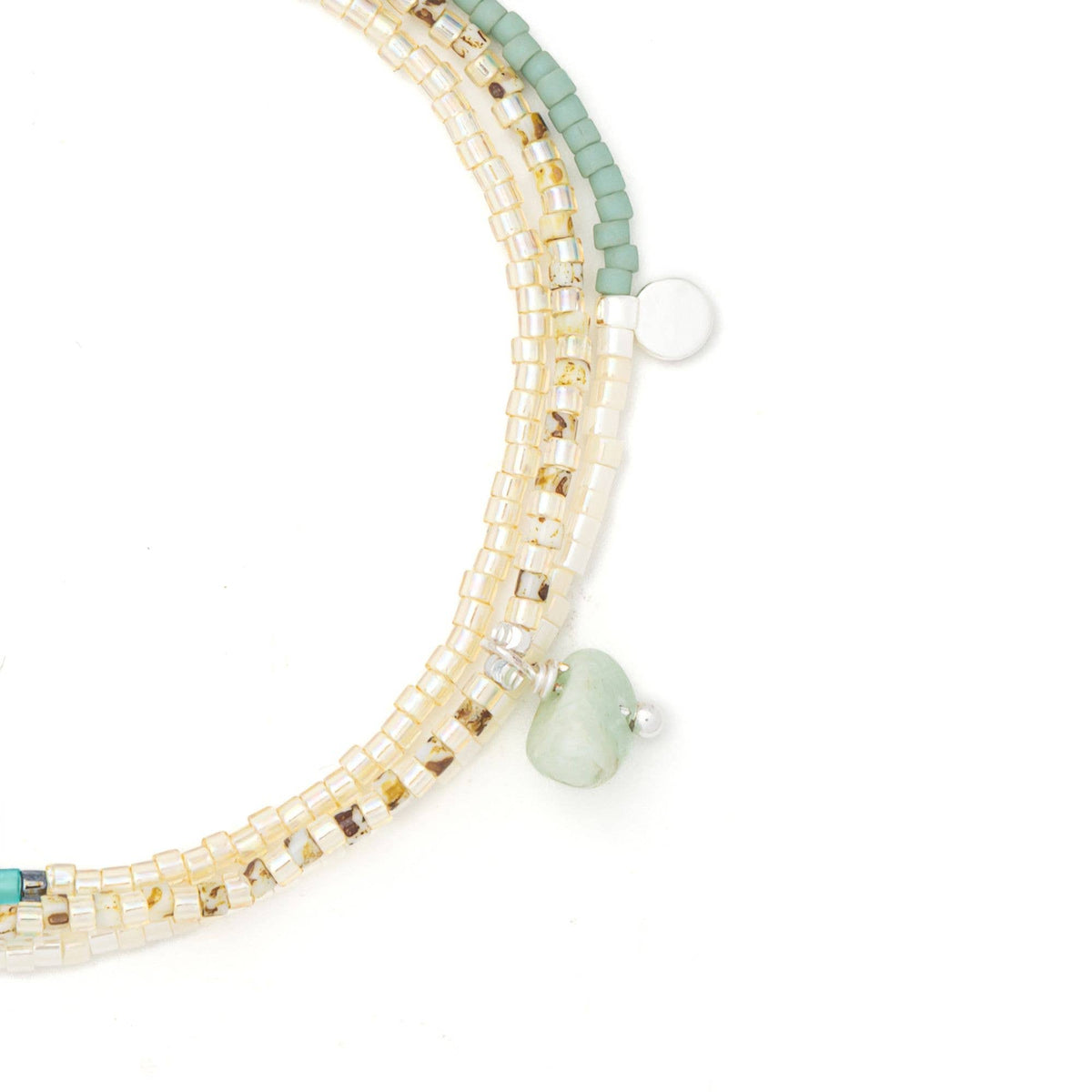 Mixed Media Wrap Bracelet/Necklace - Courage/Amazonite/Silve