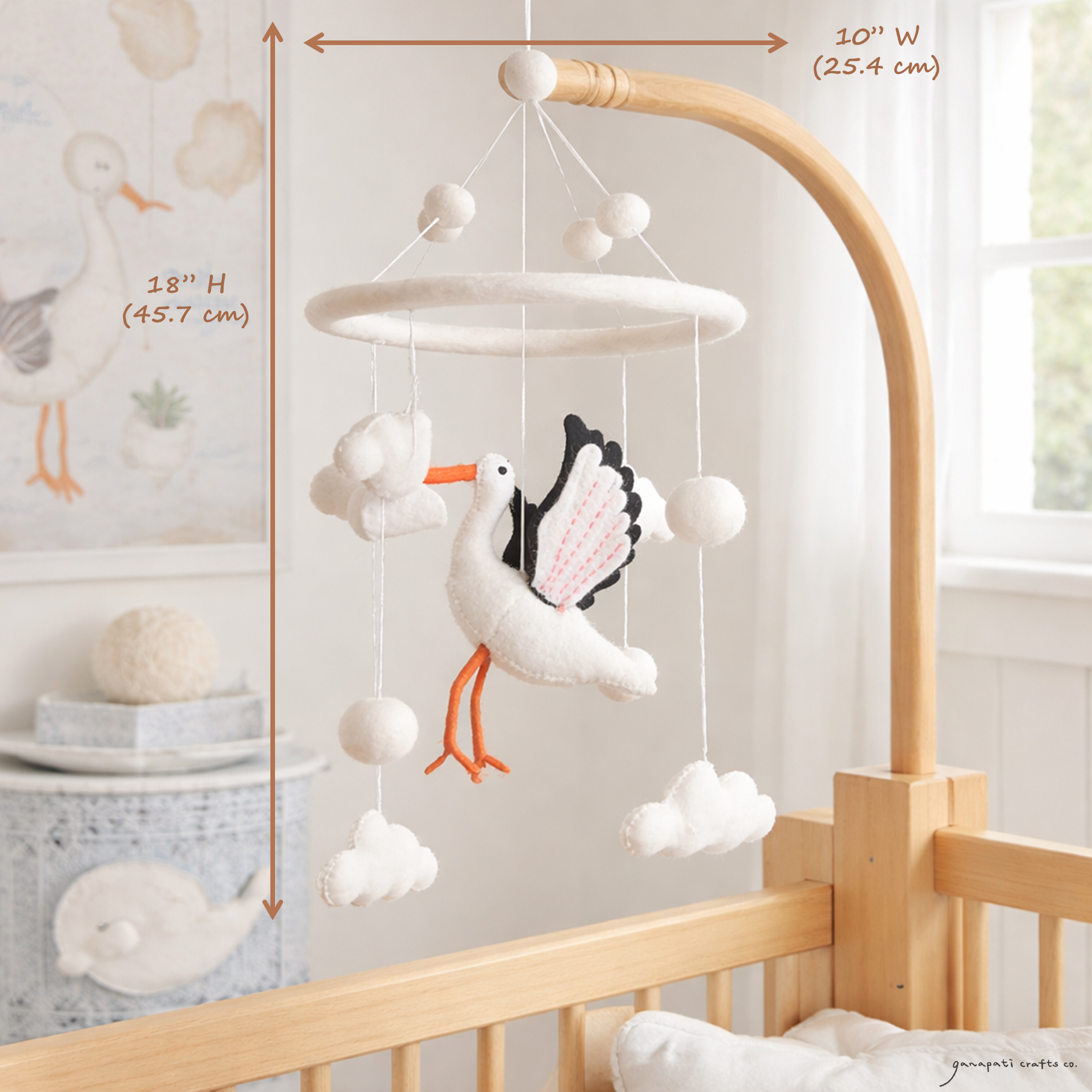 Felt Baby Mobile - Stork