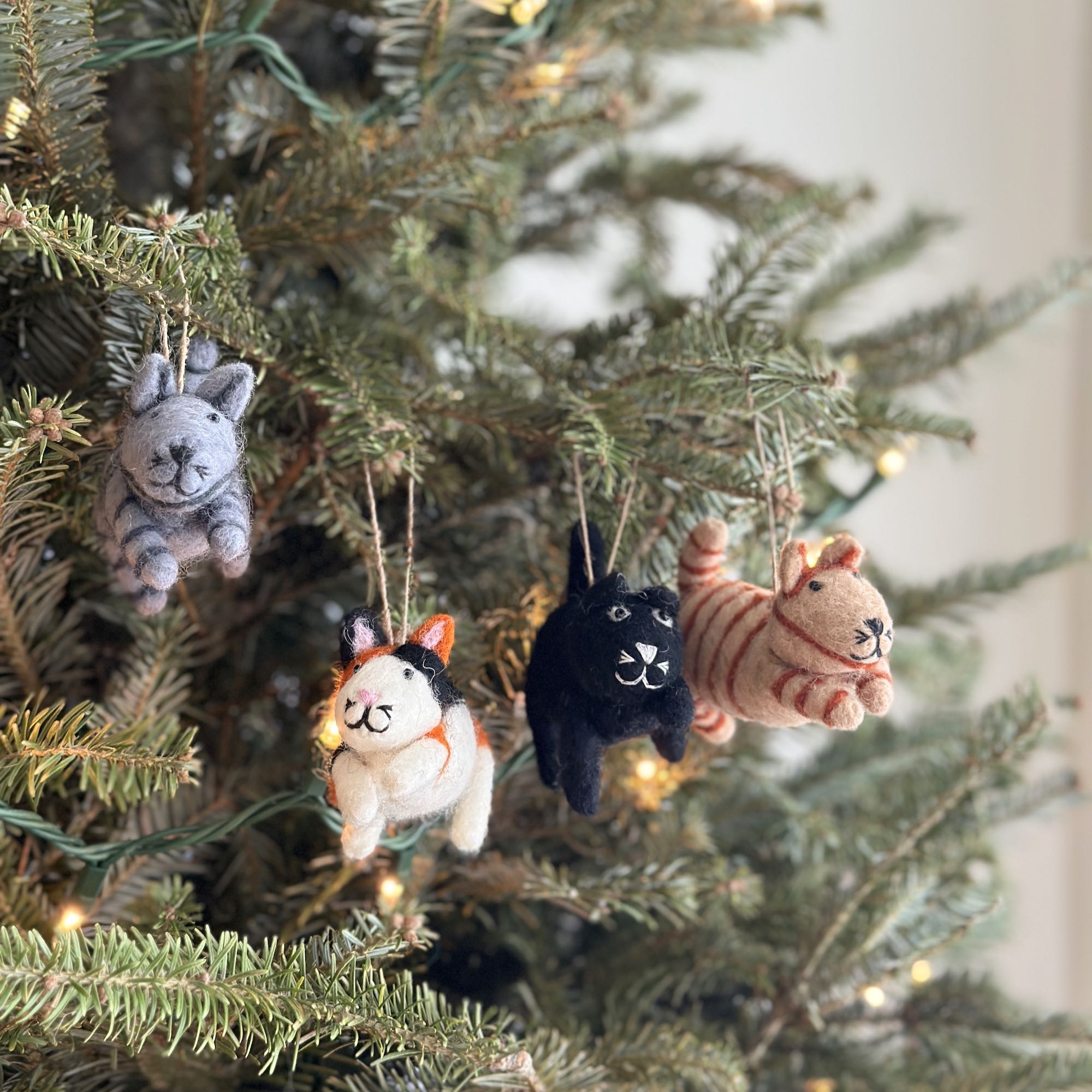 Felt Christmas Ornaments Set of 4 - Cats