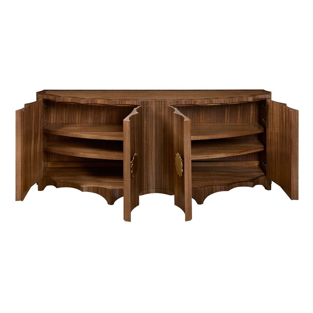 Open cabinet showing interior shelves