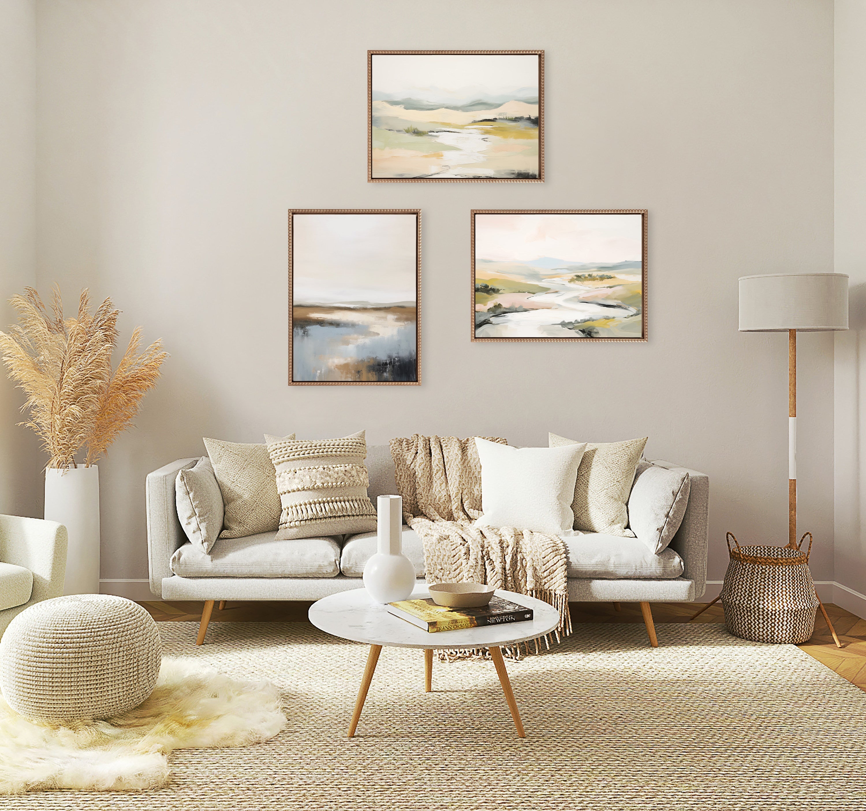Sylvie Beaded Tranquil Landscape I Framed Canvas by Amy Lighthall