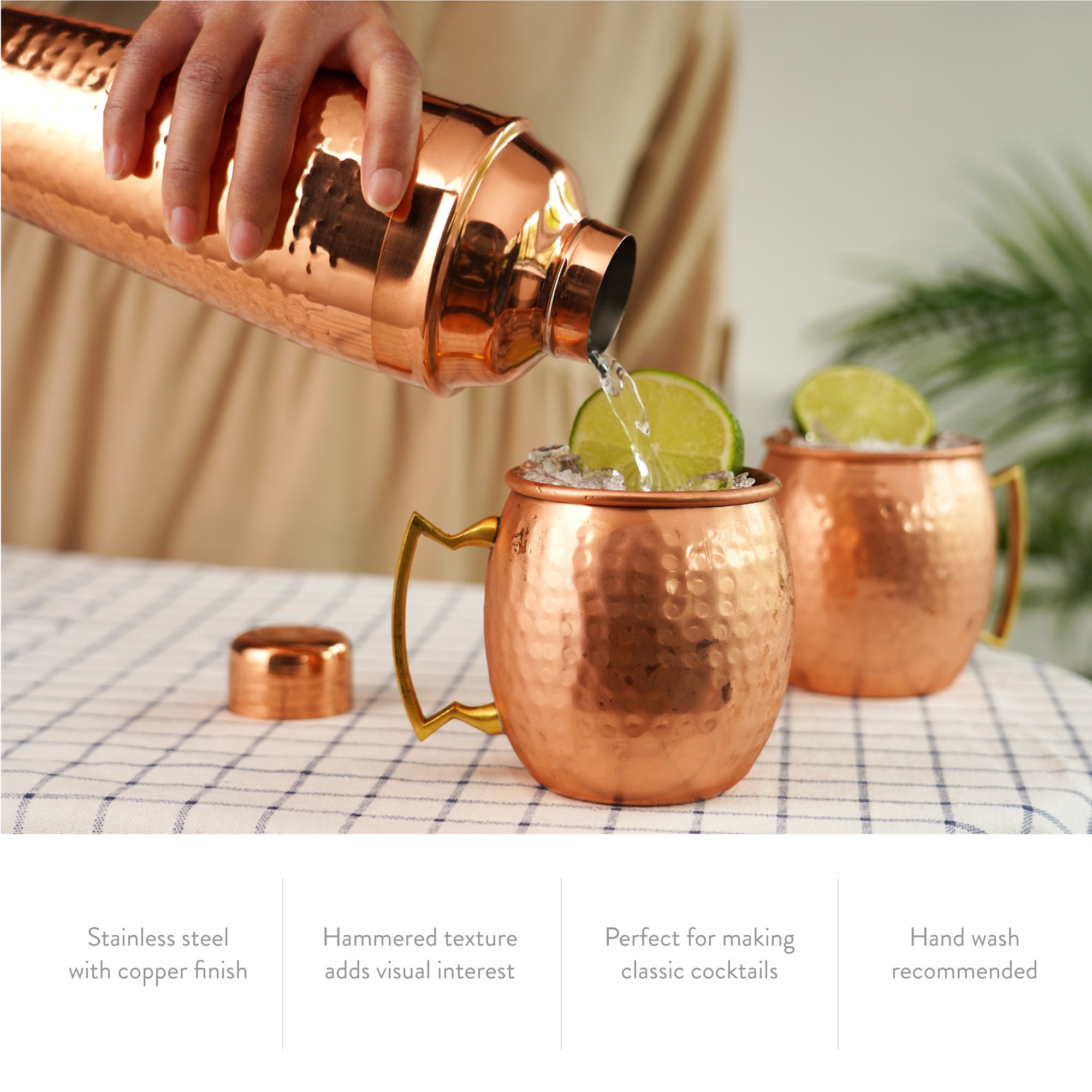Hammered Copper Bar Set