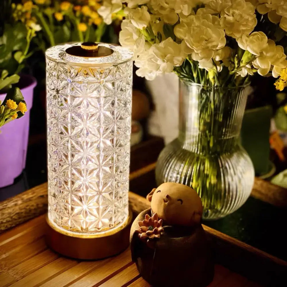 Geometric glass crystal table lamp living room dimmable led light