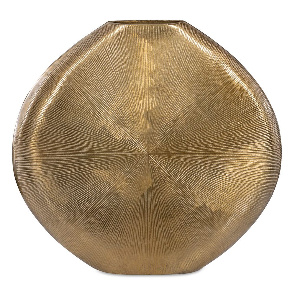 Ribbed Gold Aluminum Accent Vase