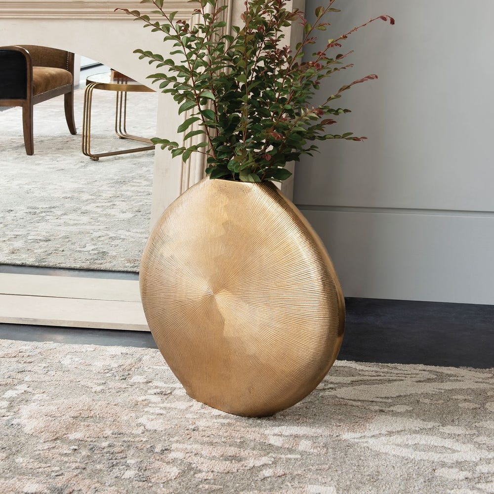Ribbed Gold Aluminum Accent Vase