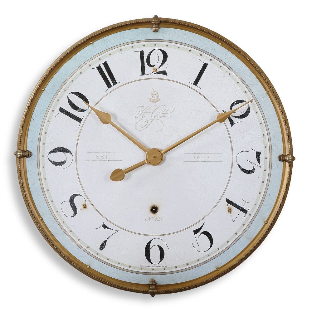 Gold and Ivory Round Wall Clock
