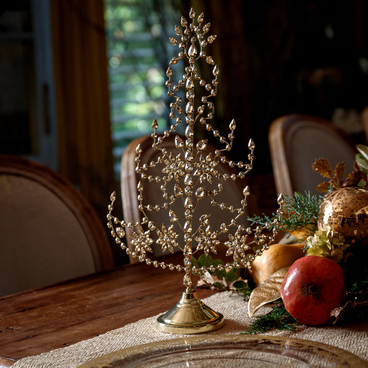 Aurelia Jeweled Golden Christmas Tree (Set of 2)