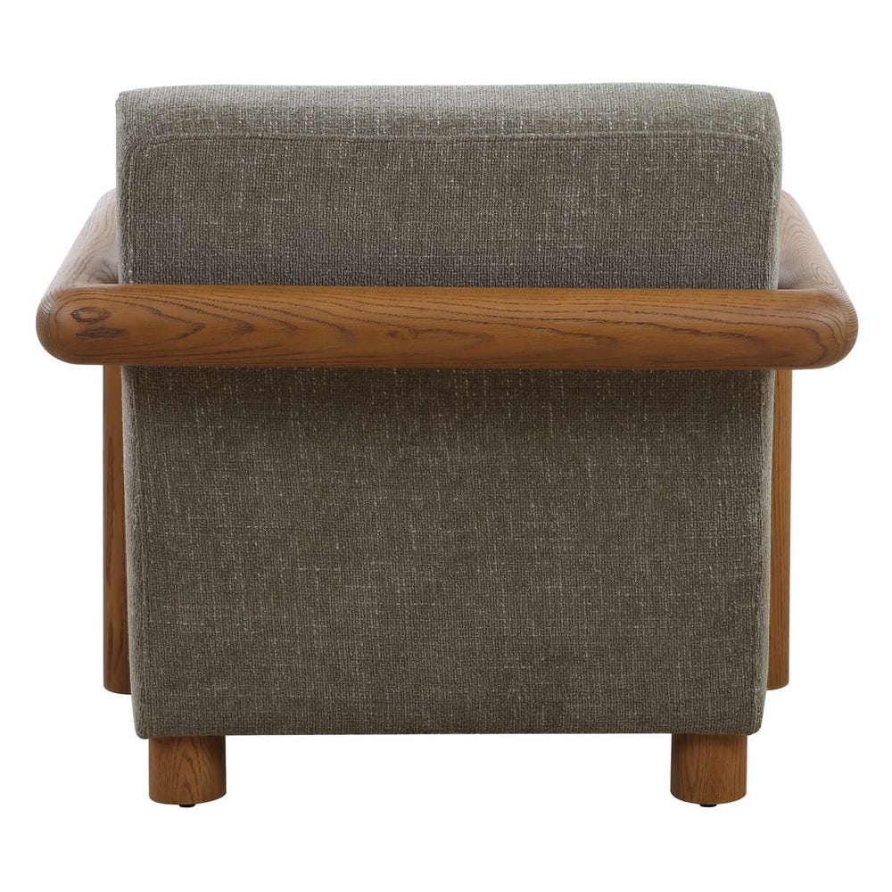 Herb Green Chenille Oak Accent Chair