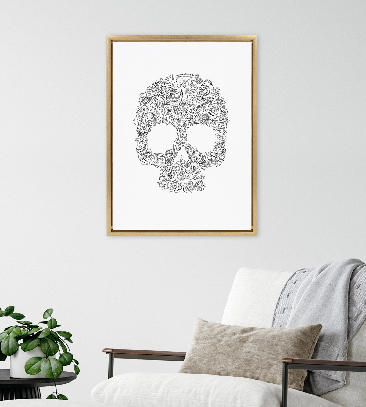Sylvie Skull Print Framed Canvas by Viola Kreczmer