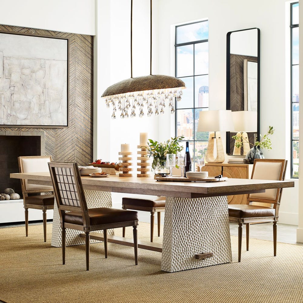 Saint-Rémy Cerused Oak Trestle Extension Dining Table