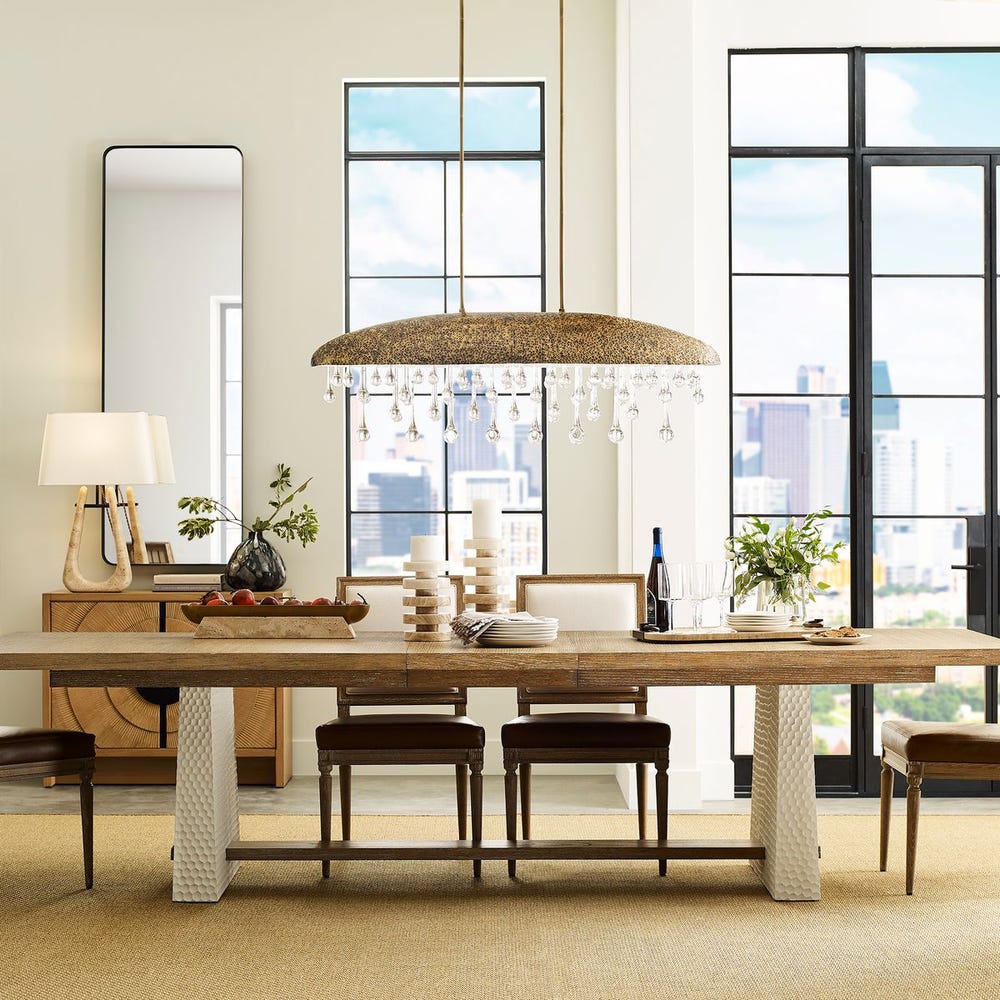 Saint-Rémy Cerused Oak Trestle Extension Dining Table