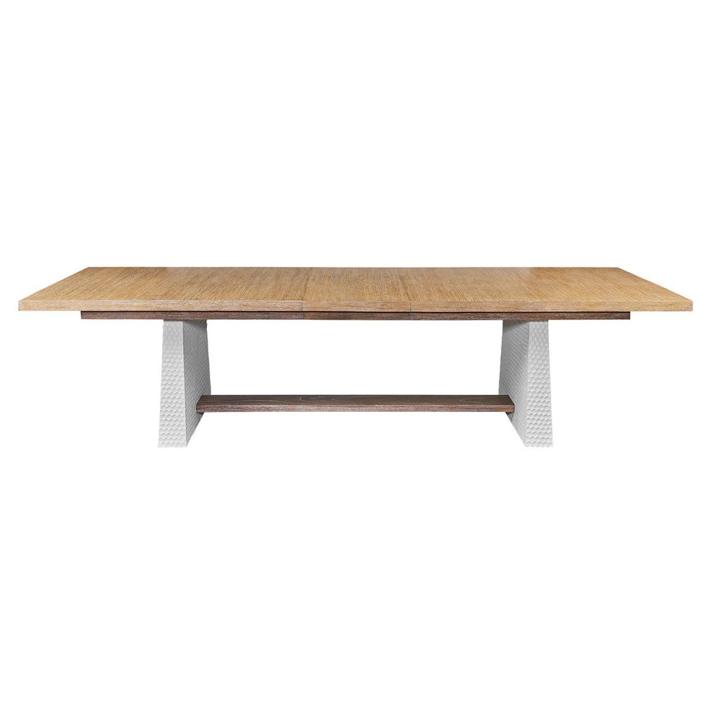Saint-Rémy Cerused Oak Trestle Extension Dining Table