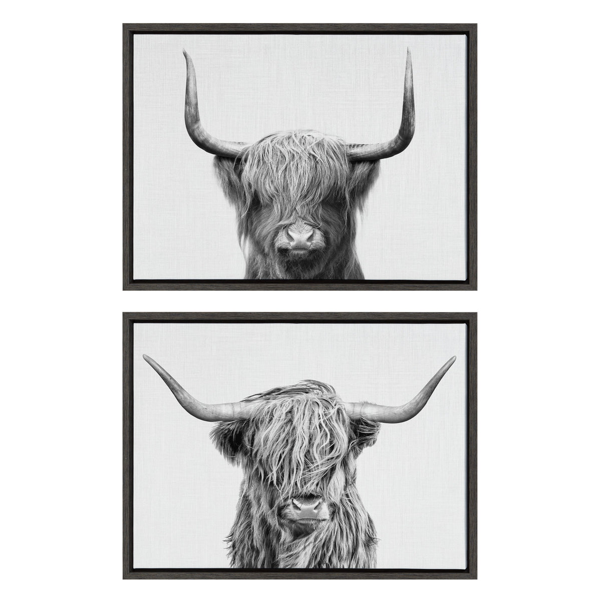 Sylvie Highland and Highland Cow 2 Framed Canvas by Simon Te of Tai Prints