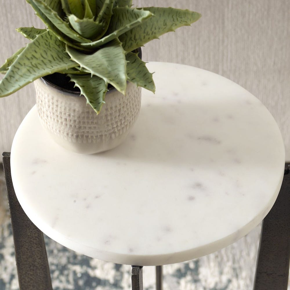 Huxley Integrated White Marble Side Table