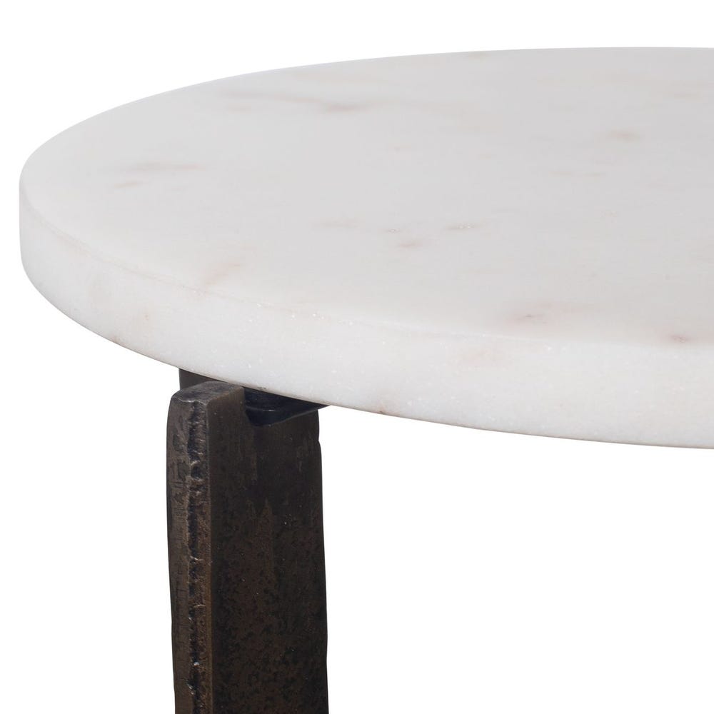 Huxley Integrated White Marble Side Table