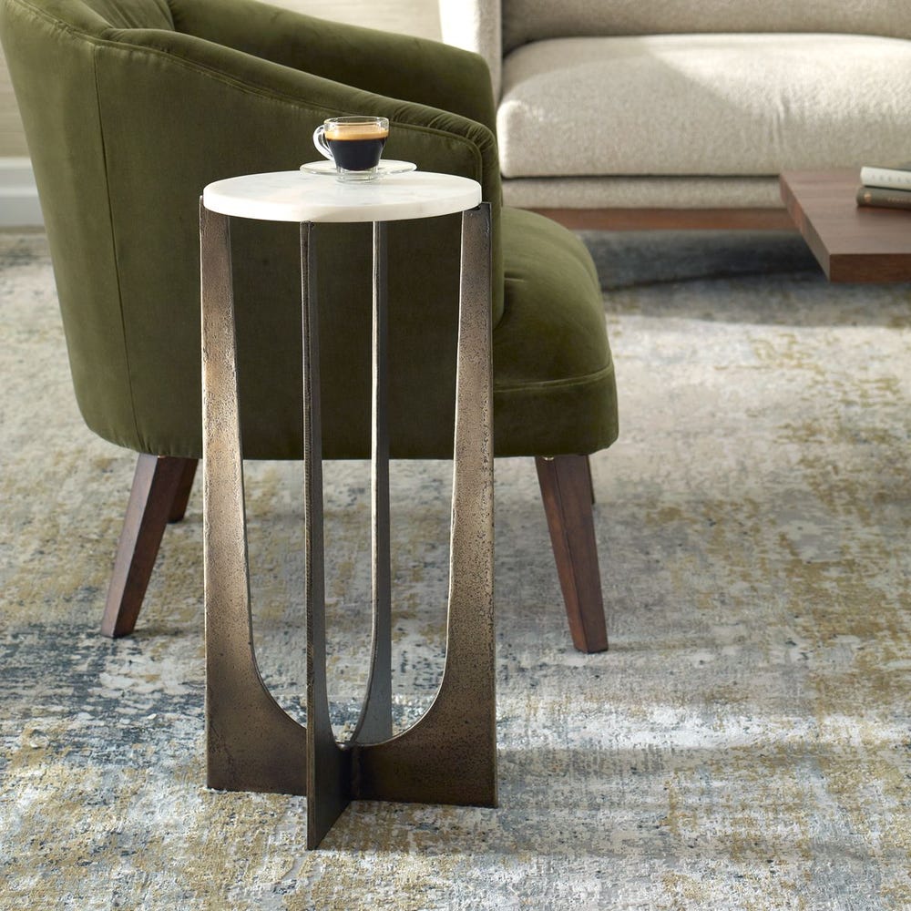 Huxley Integrated White Marble Side Table