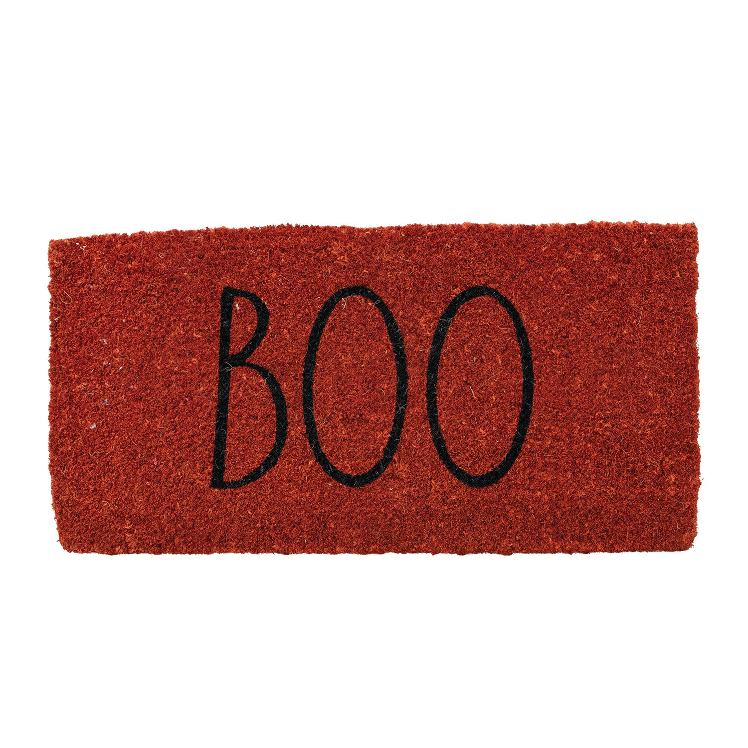 32"L x 16"W Natural Coir Doormat "Boo", Rust Color & Black