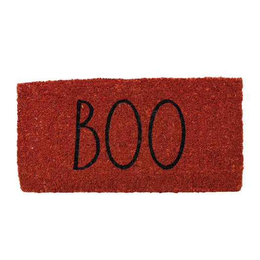 32"L x 16"W Natural Coir Doormat "Boo", Rust Color & Black