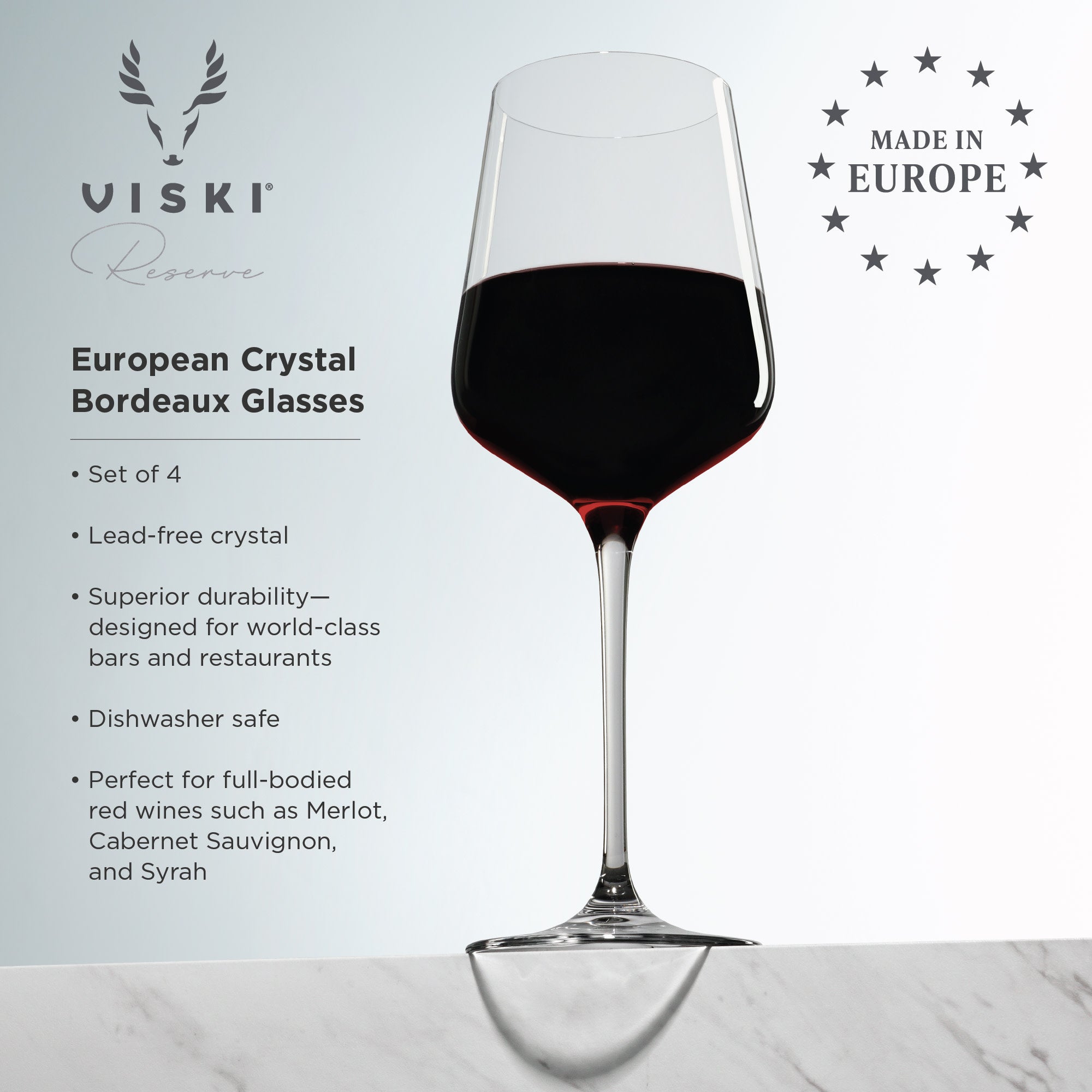 Reserve Inez Crystal Bordeaux Glasses Set of 4