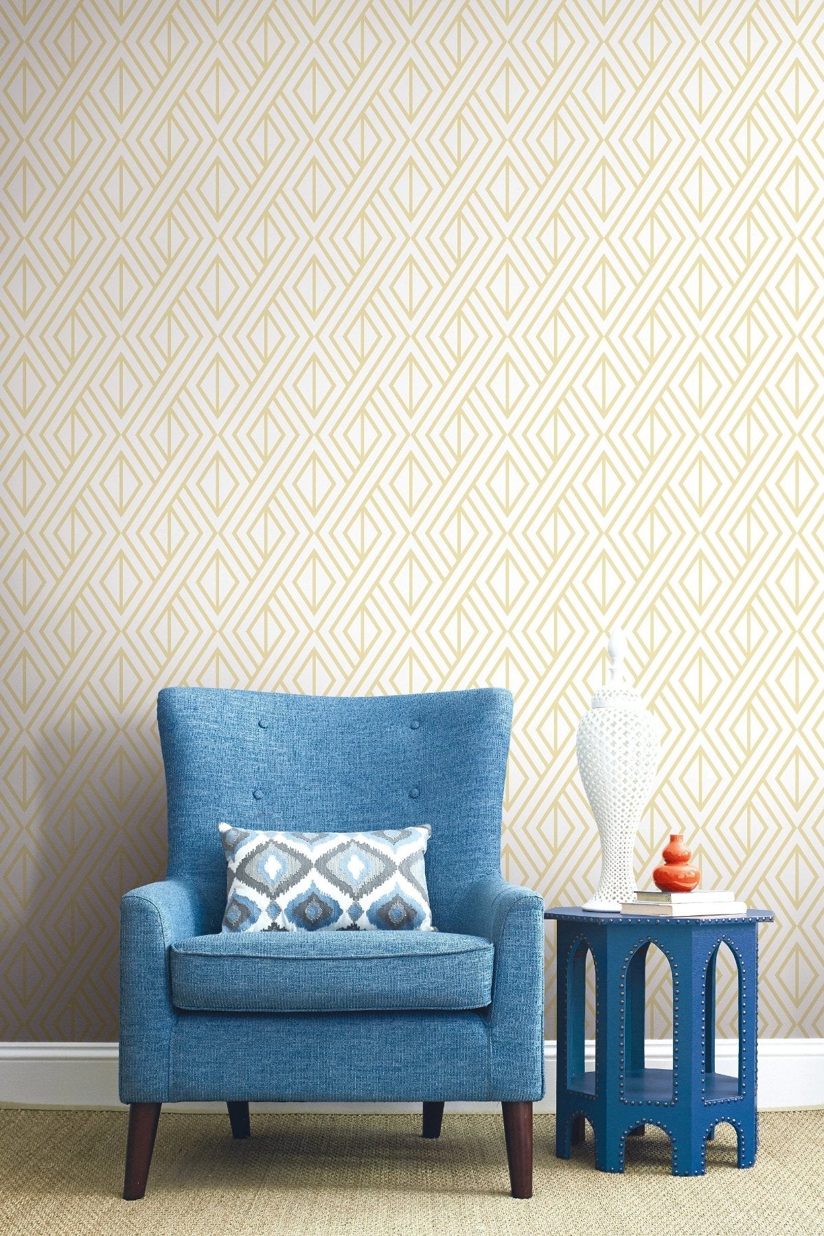 Metallic Gold Diamond Geometric Peel and Stick Removable Wallpaper