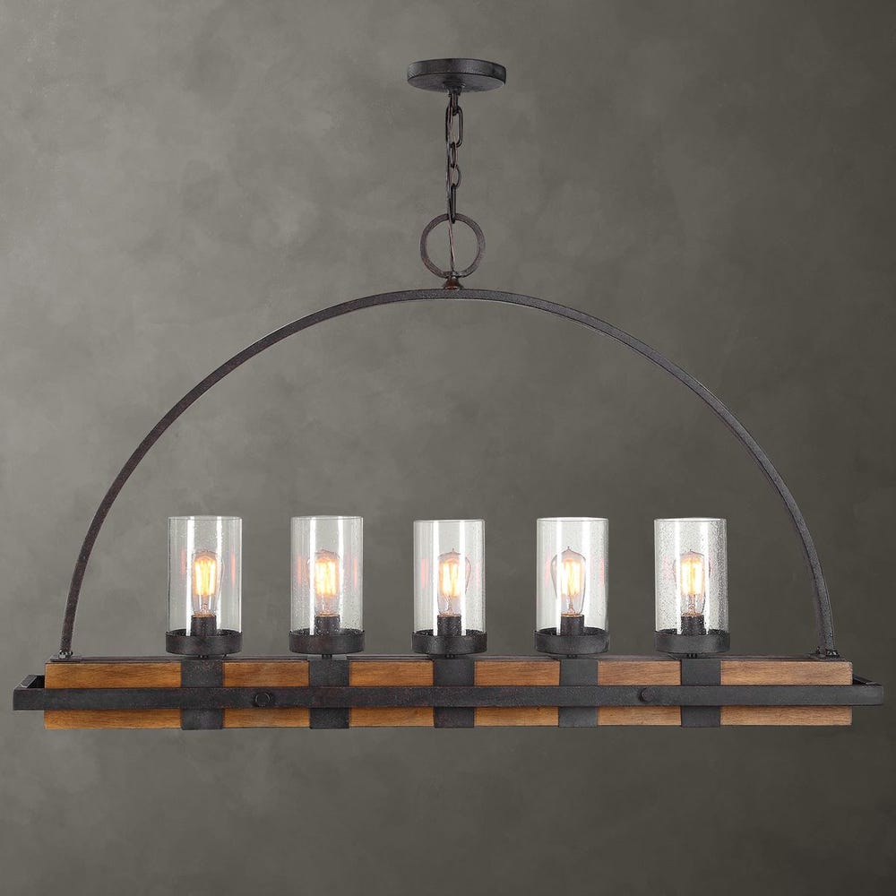 Oakley Industrial Timber 5-Light Island Chandelier