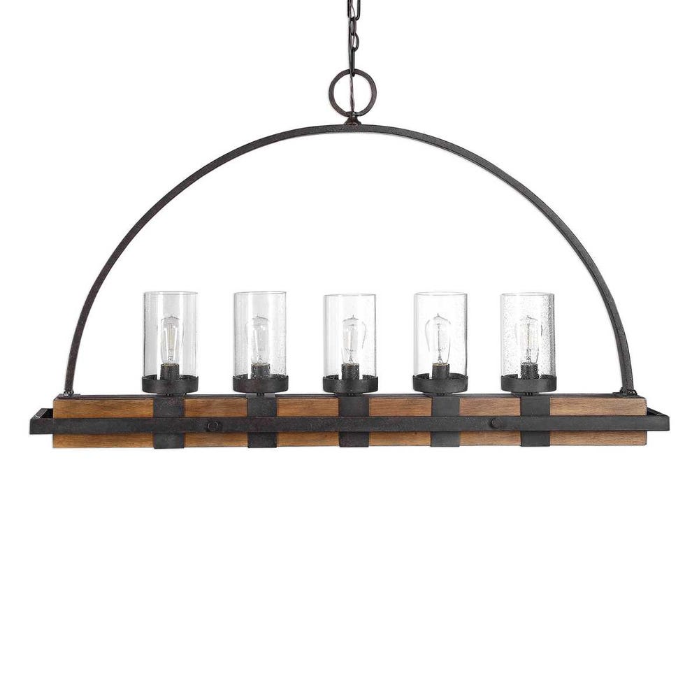 Oakley Industrial Timber 5-Light Island Chandelier