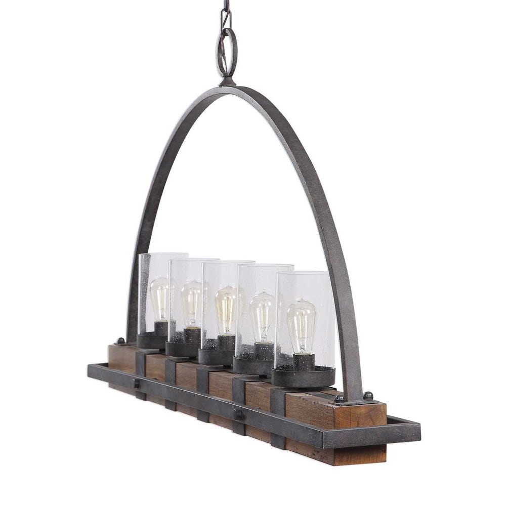 Oakley Industrial Timber 5-Light Island Chandelier