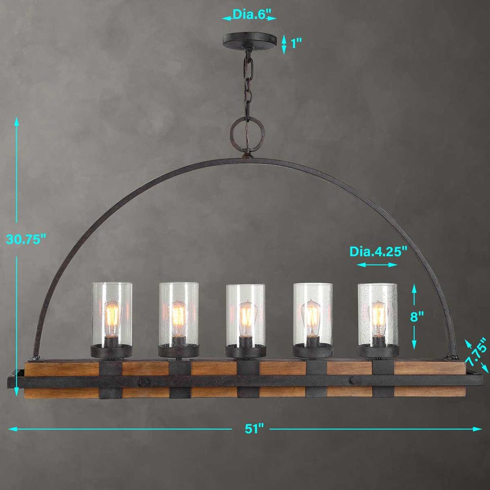 Oakley Industrial Timber 5-Light Island Chandelier