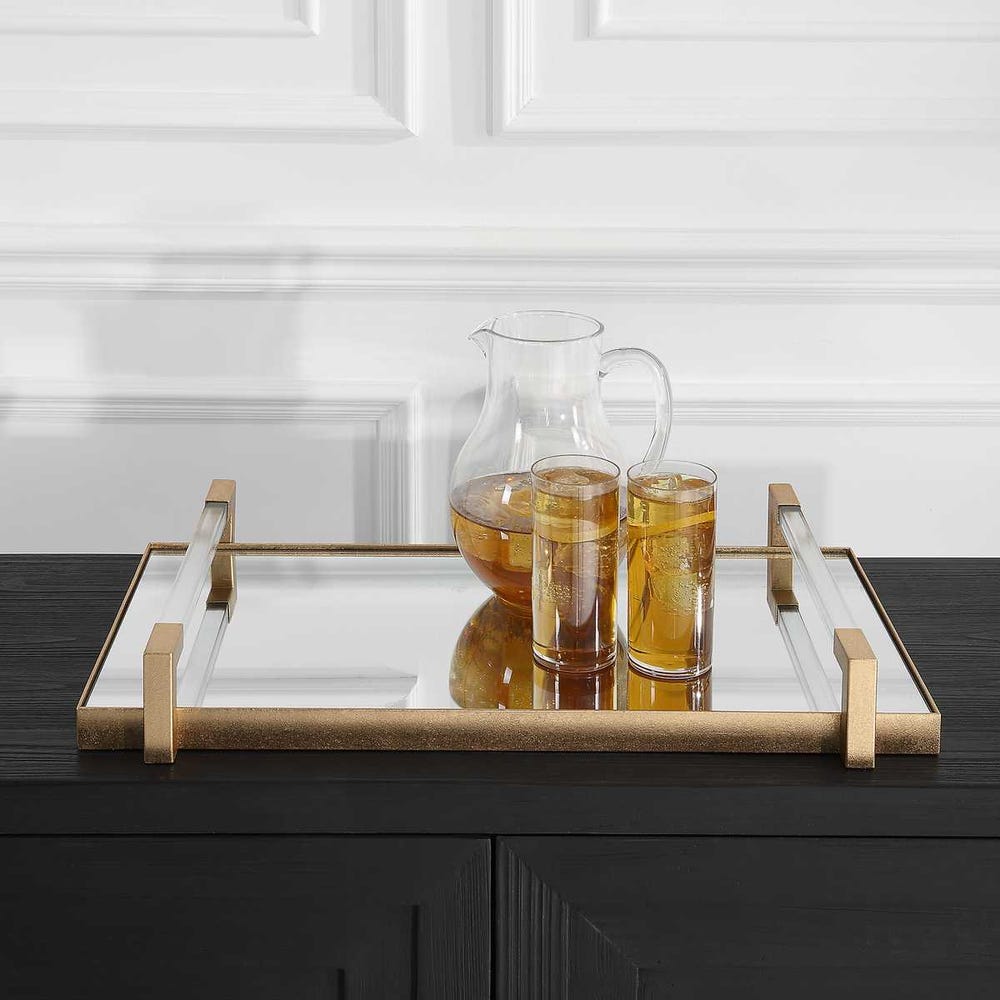 Gold Iron and Acrylic Decorative Tray
