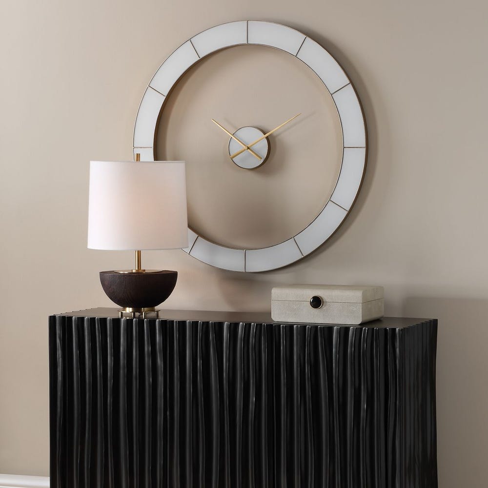 Stella Minimalist Ivory and Gold Wall Clock