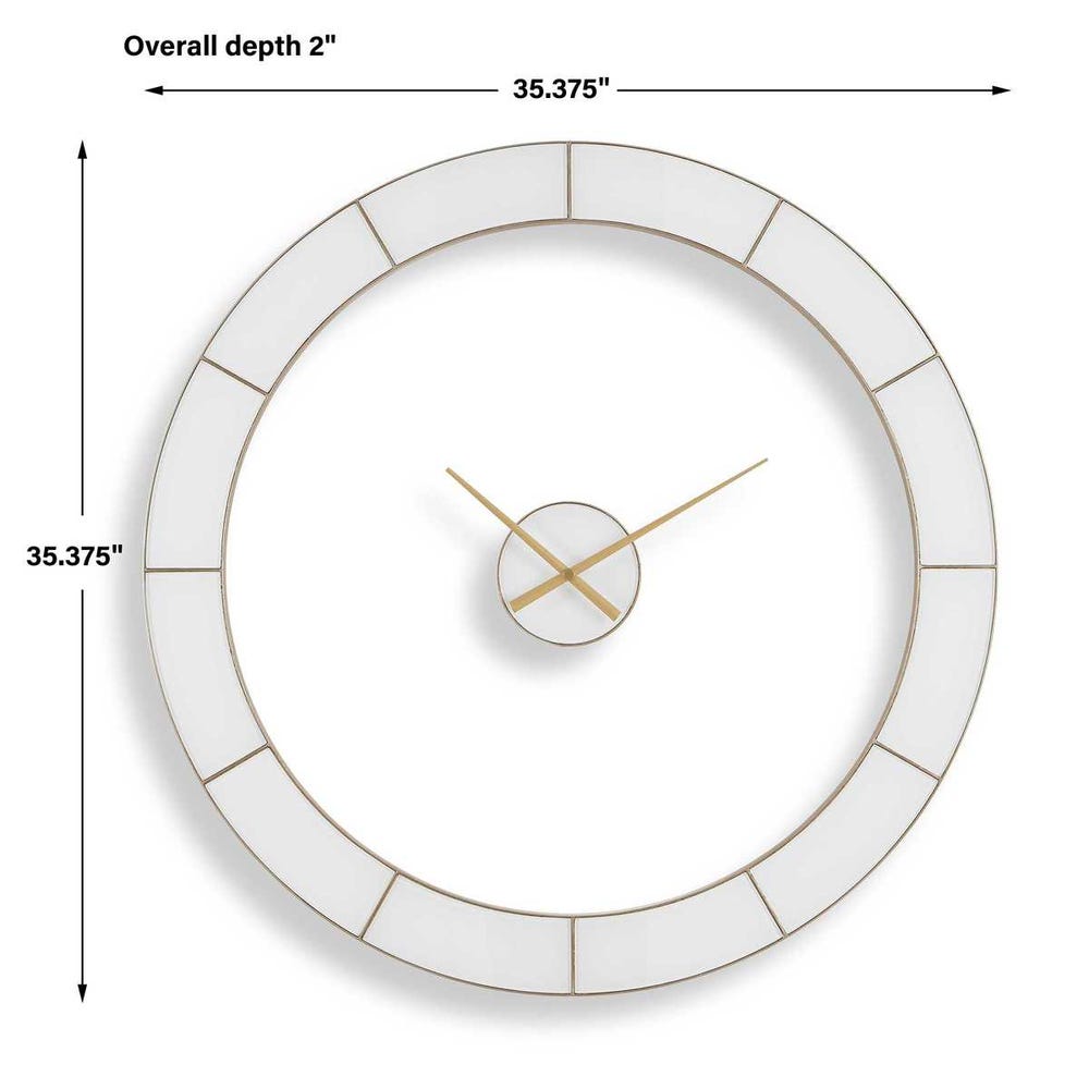 Stella Minimalist Ivory and Gold Wall Clock
