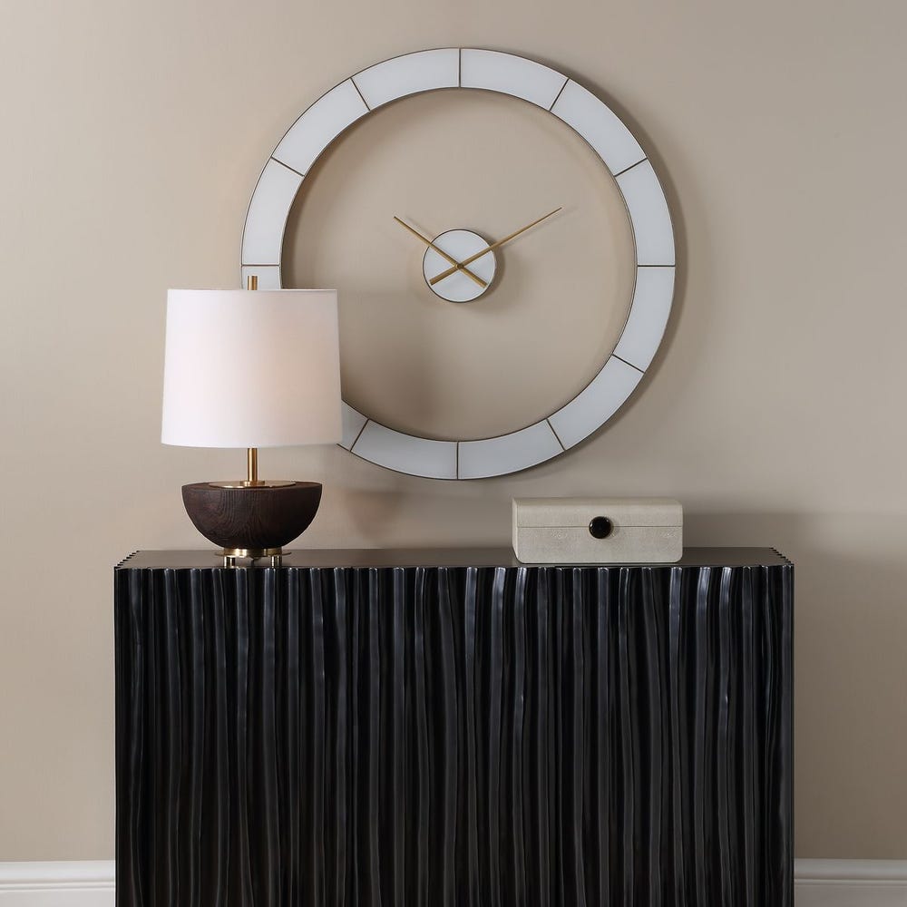 Stella Minimalist Ivory and Gold Wall Clock