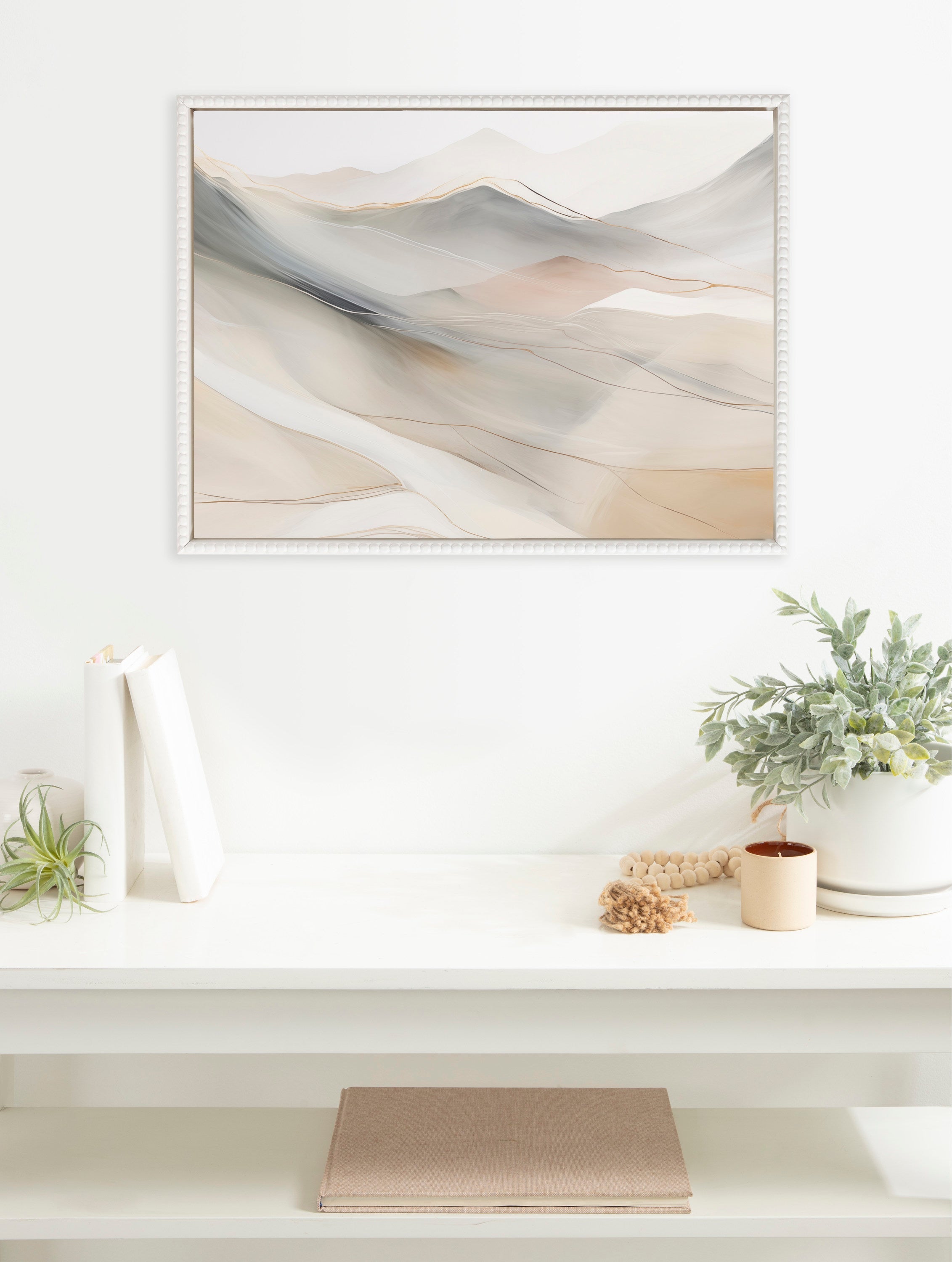 Sylvie Beaded Abstract Mystic Mountain Landscape Framed Canvas by The Creative Bunch Studio