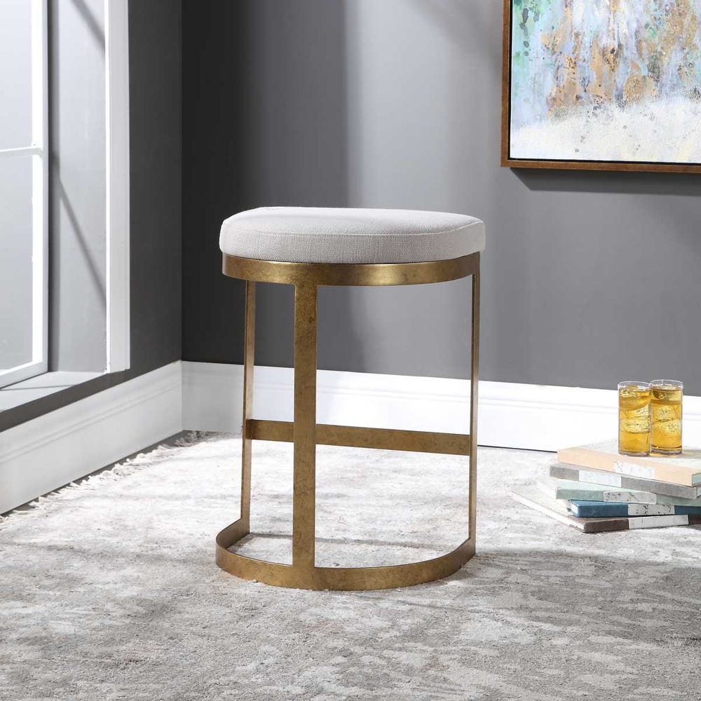 Keaton Hand Forged Iron Counter Stool in Antique Gold Leaf