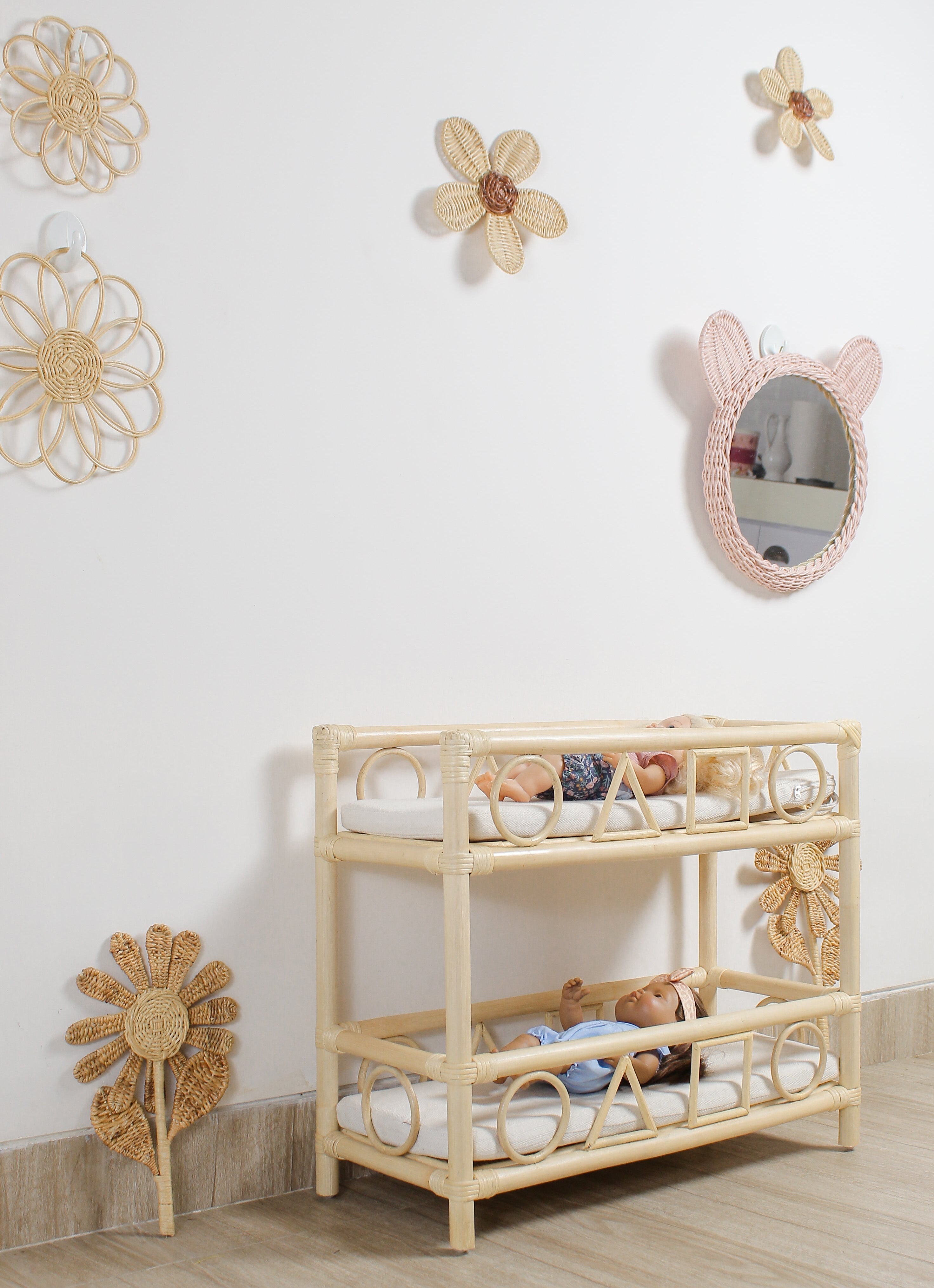 The Solstice Heirloom Rattan Doll Bunk Bed