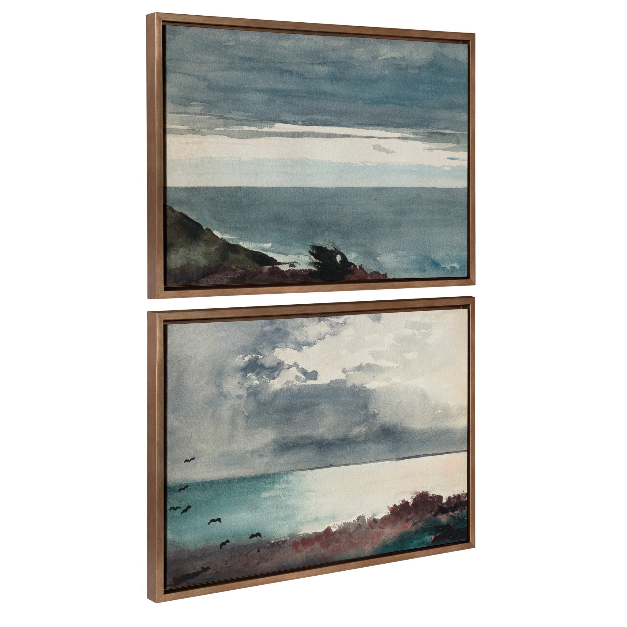 Sylvie Winslow Homer Prouts Neck Evening 1894  and Winslow Homer Breaking Storm Coast of Maine 1894 Framed Canvas by The Art Institute of Chicago