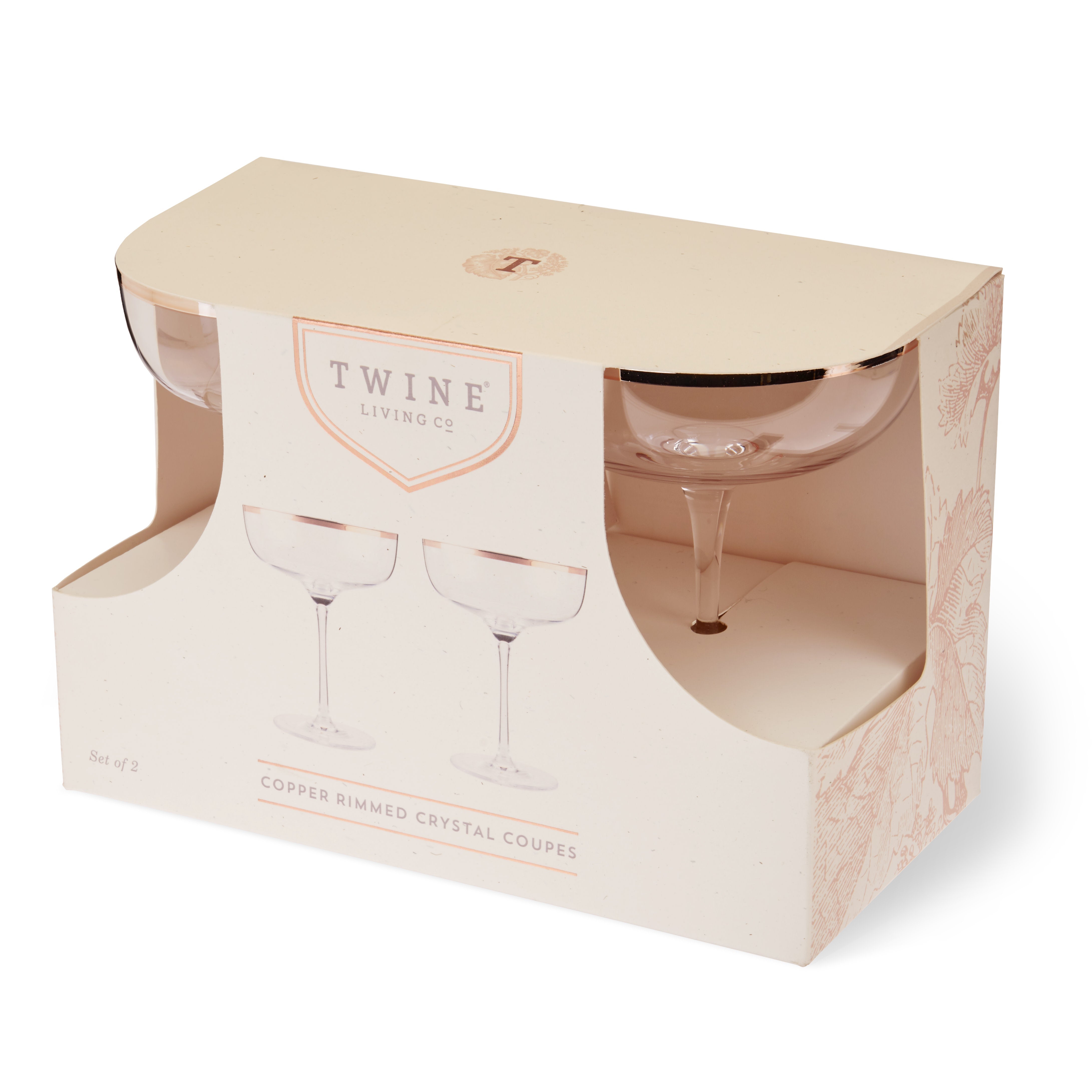 Copper Rim Crystal Coupe Set