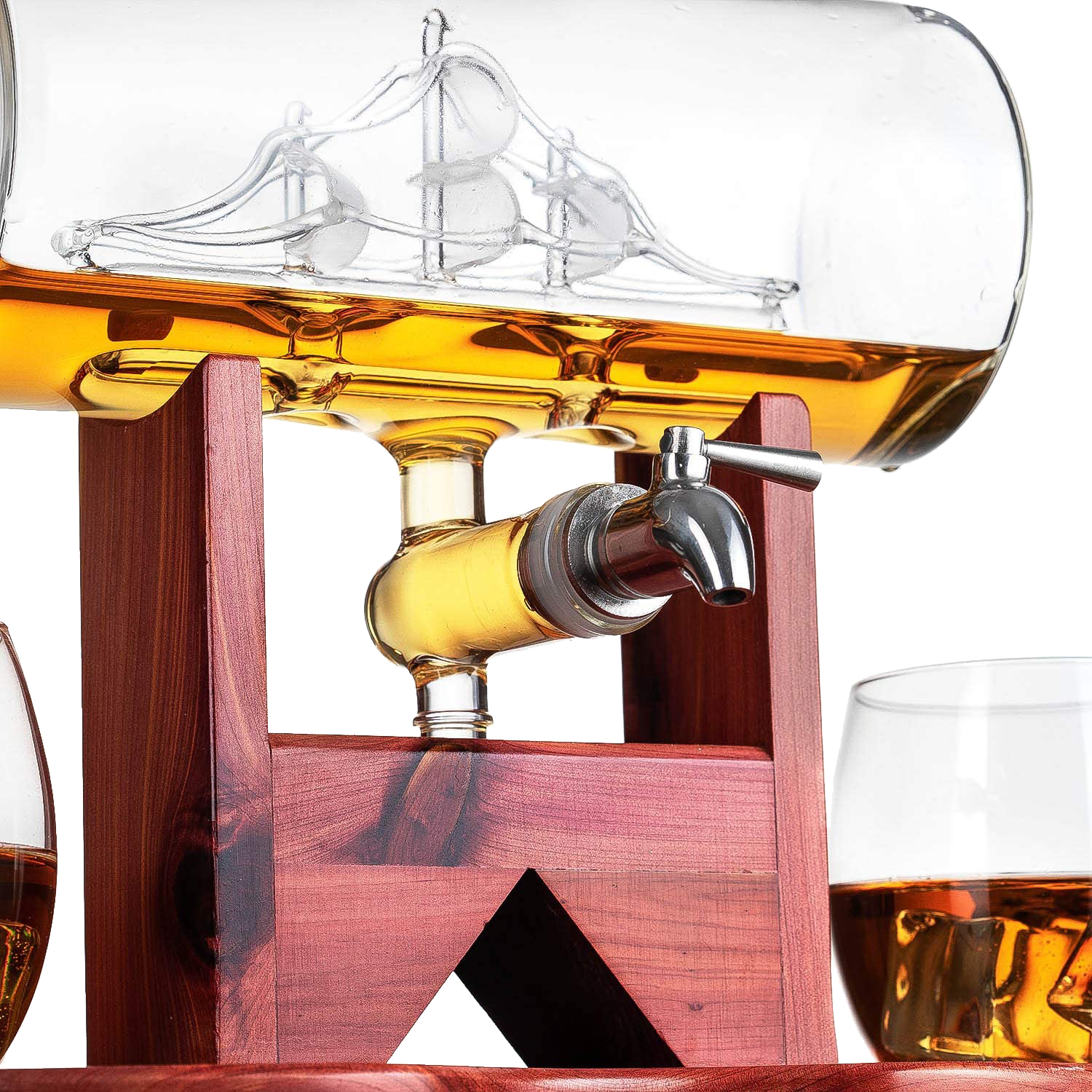 Whiskey Decanter Ship Set Premium Barware Gift Elegant Drinkware Collection