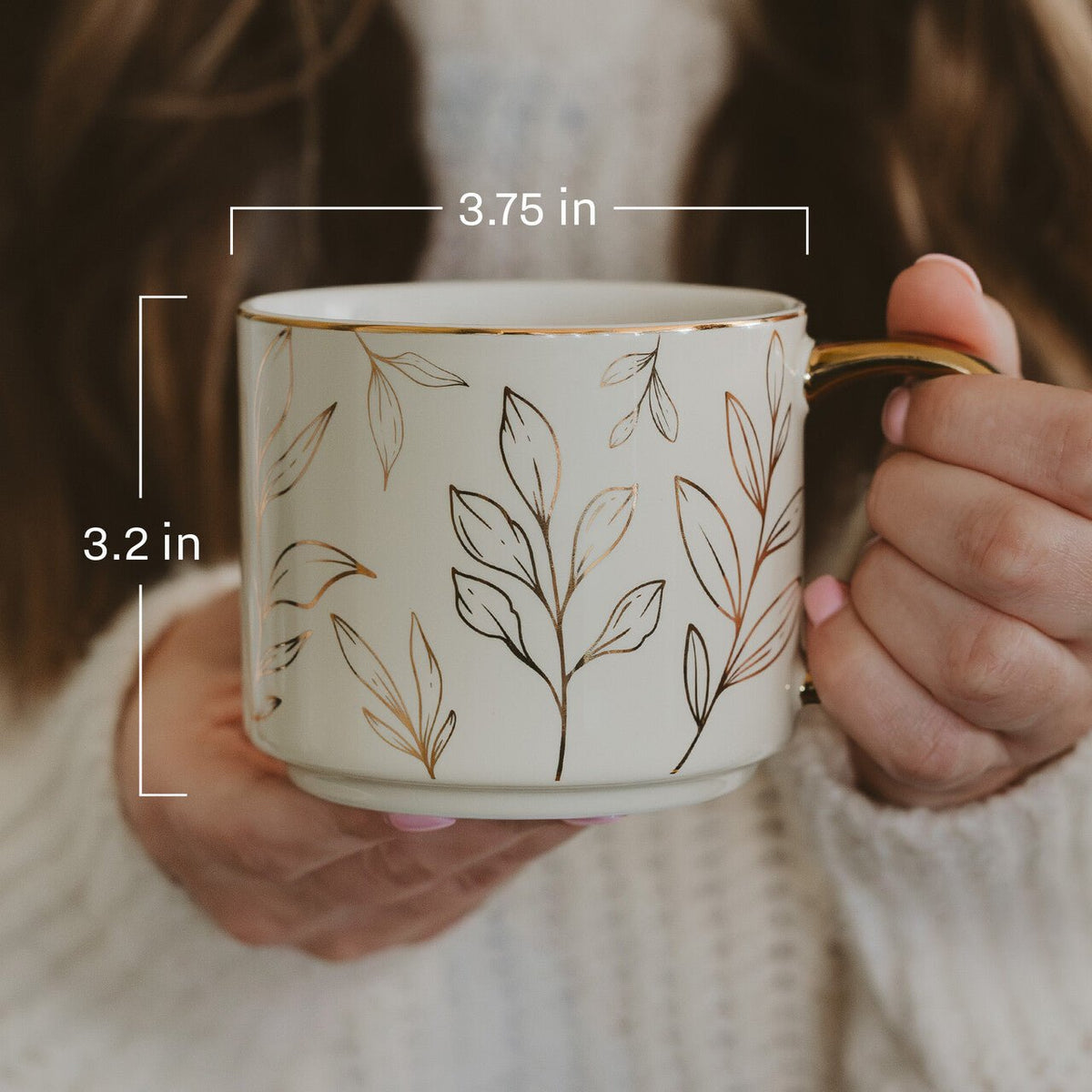 Brown Plaid 14 oz Gold Handle Coffee Mug