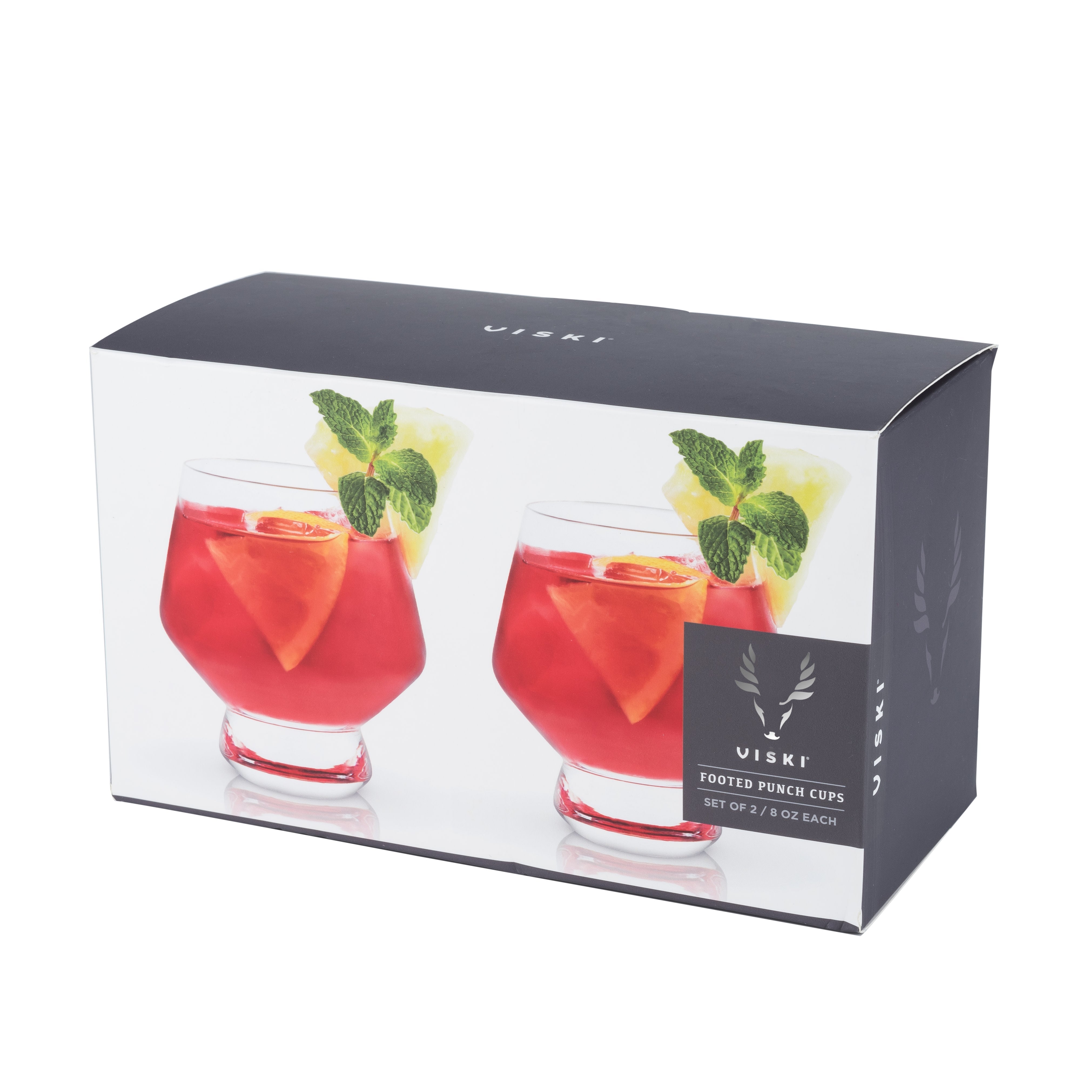 Raye Footed Crystal Punch Glasses Set of 2